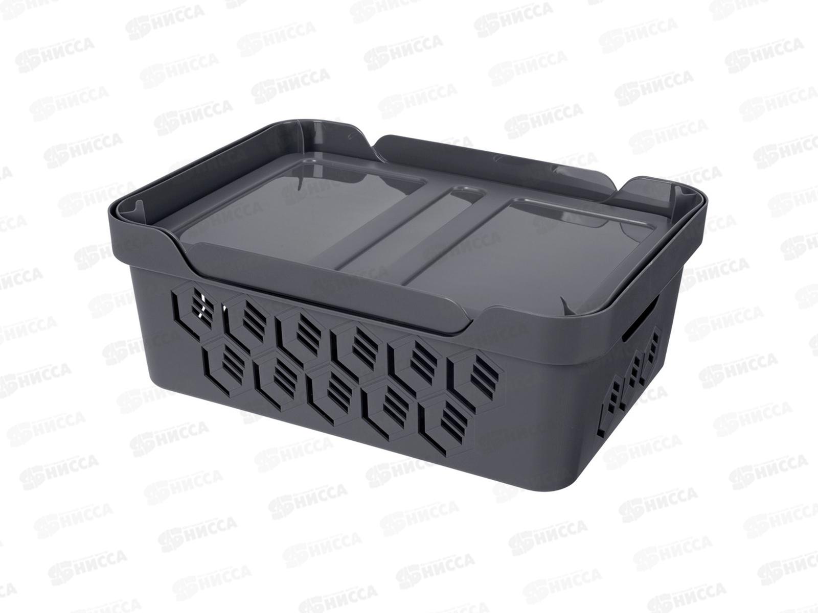 Ящик универсальный  12л &quotDELUXE&quot с крышкой  Серый 433205711  БП