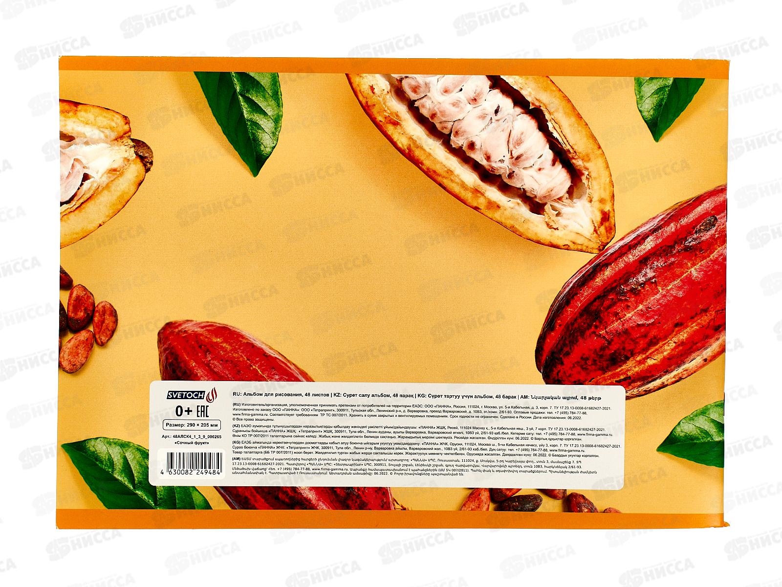 Альбом для рисования 48л SVETOCH Сочный фрукт, 000265  *5/25