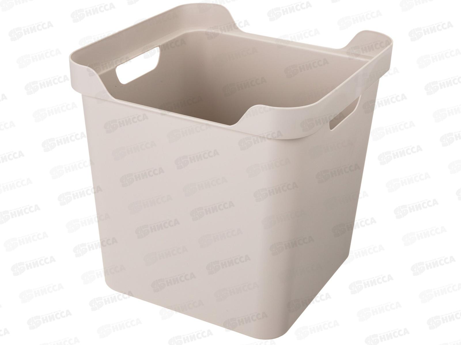 Ящик универсальный 18л &quotLUXE&quot с крышкой  Светло-бежевый 433242634  БП