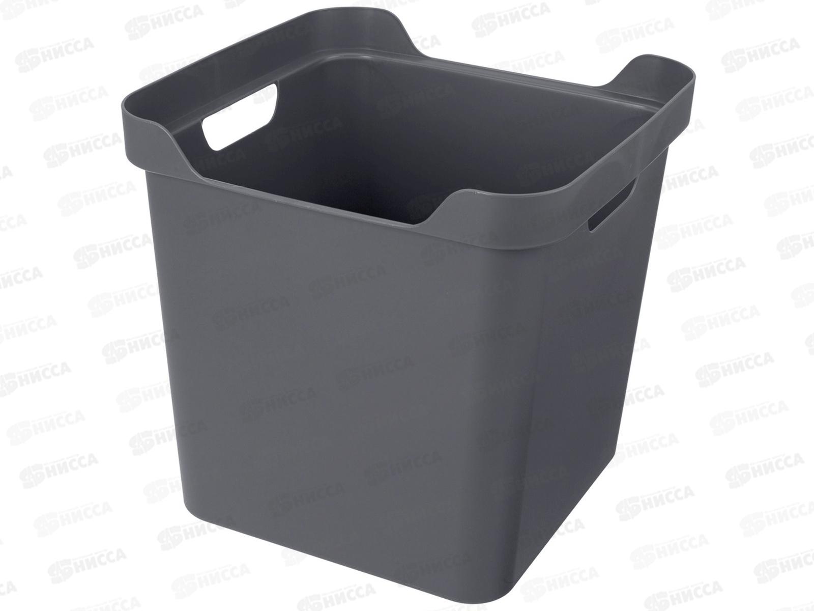 Ящик универсальный 18л &quotLUXE&quot с крышкой  Серый 433242611  БП