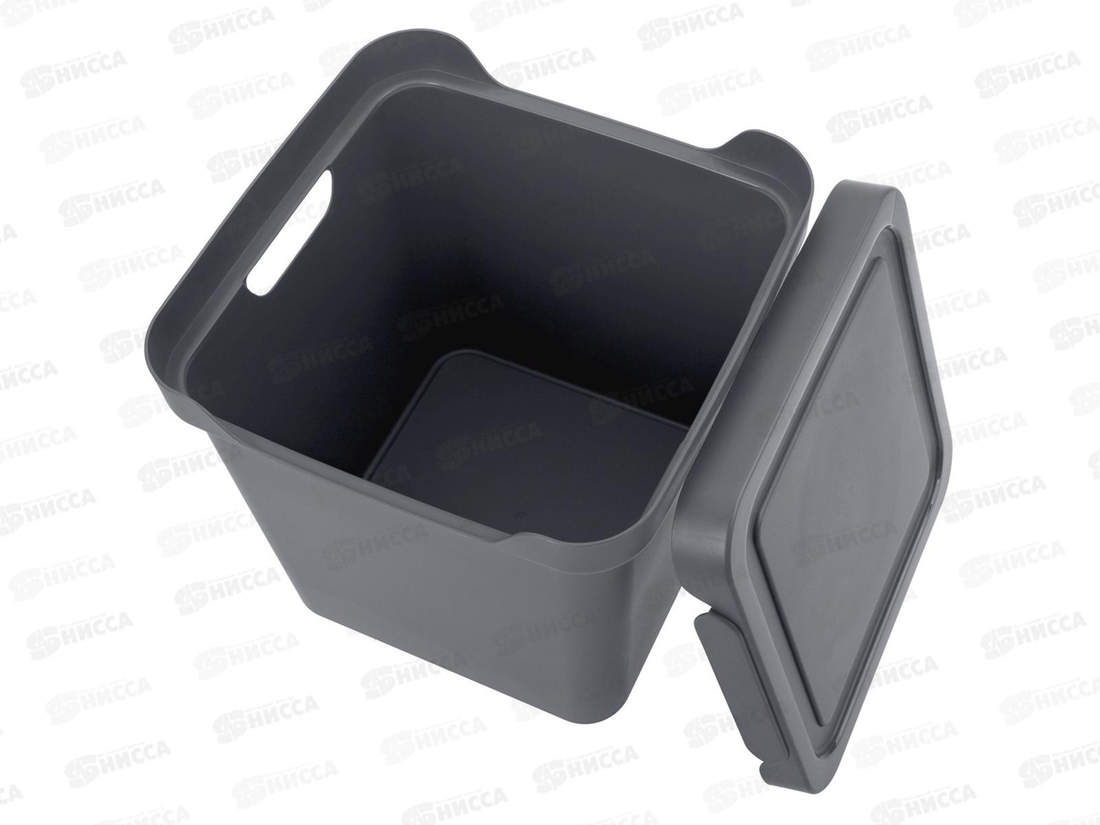 Ящик универсальный 18л &quotLUXE&quot с крышкой  Серый 433242611  БП