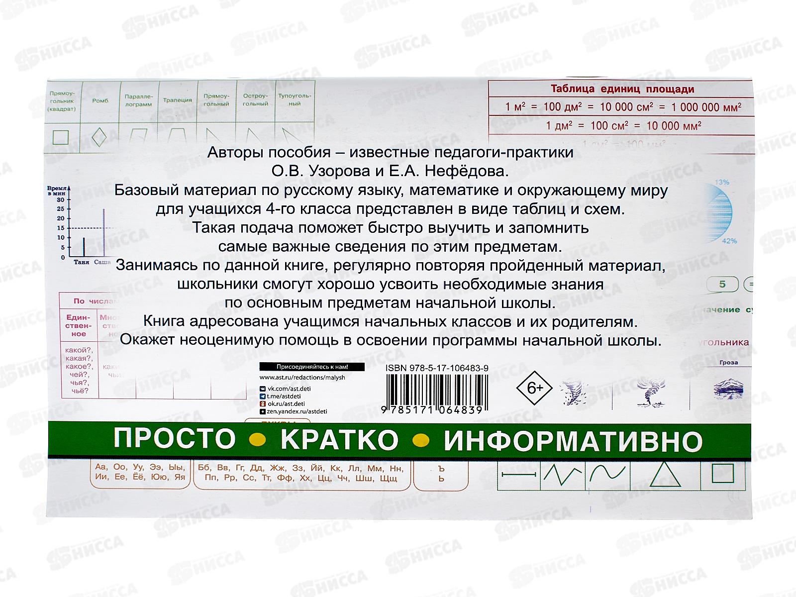 Книга АСТ Все таблицы для 4 класса. Узорова О.В., 6483-9  *30