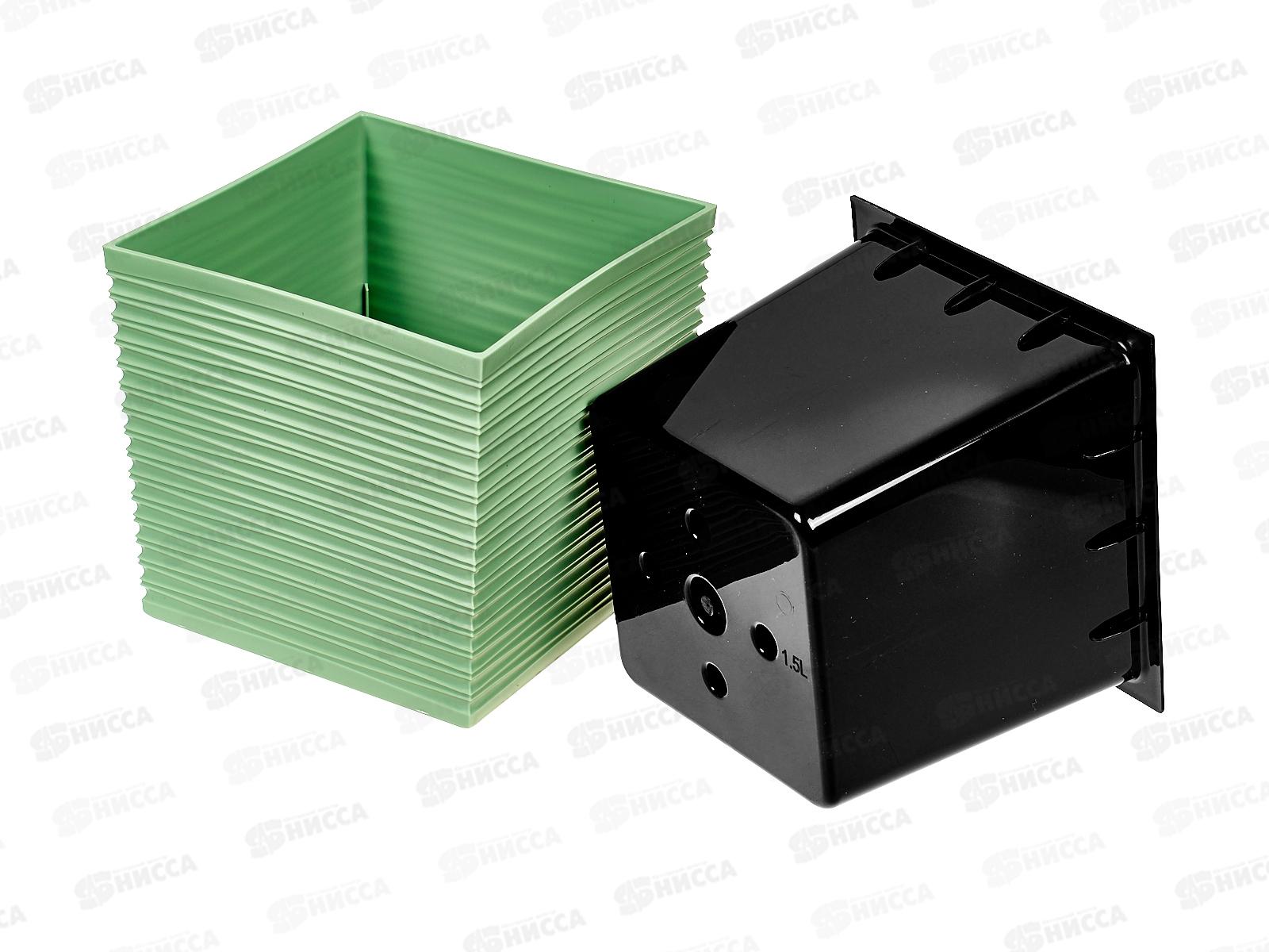 Кашпо Стиль 1,5л дренажный вкладыш Оливковый Ангарск *8