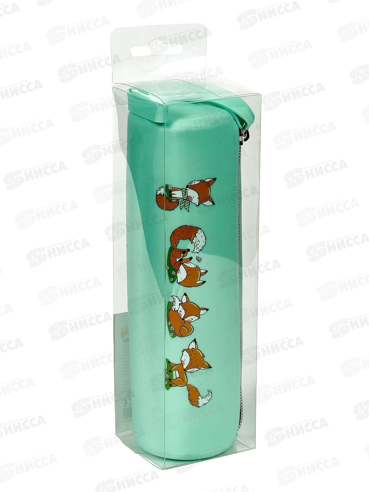 Пенал deVente 20*6*6см, Fox Friends молн., силикон паст.бирюза 7021300