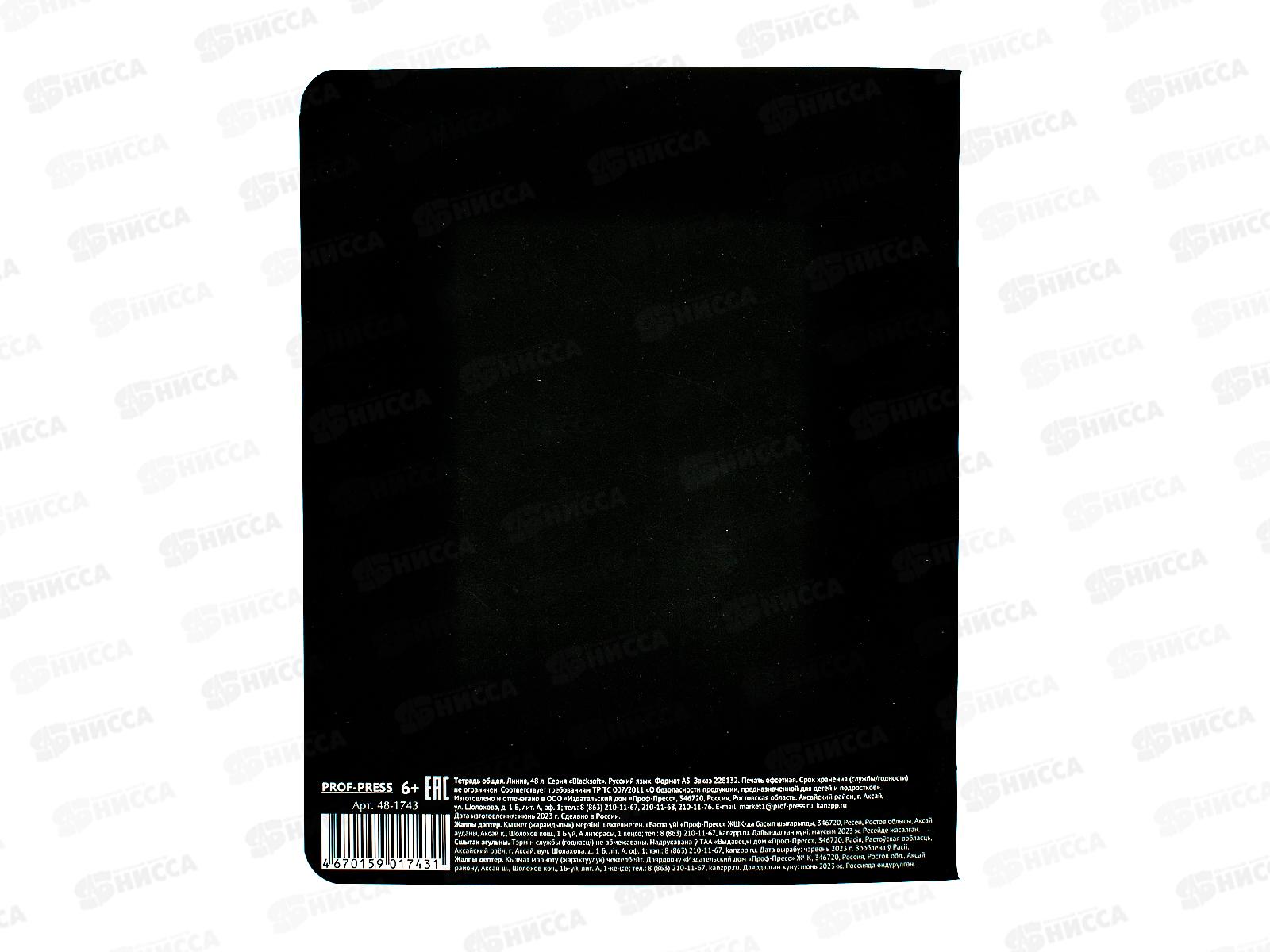 Тетрадь 48л лин. ПП &quotBLACKSOFT&quot Русский язык, 48-1743 *10/80