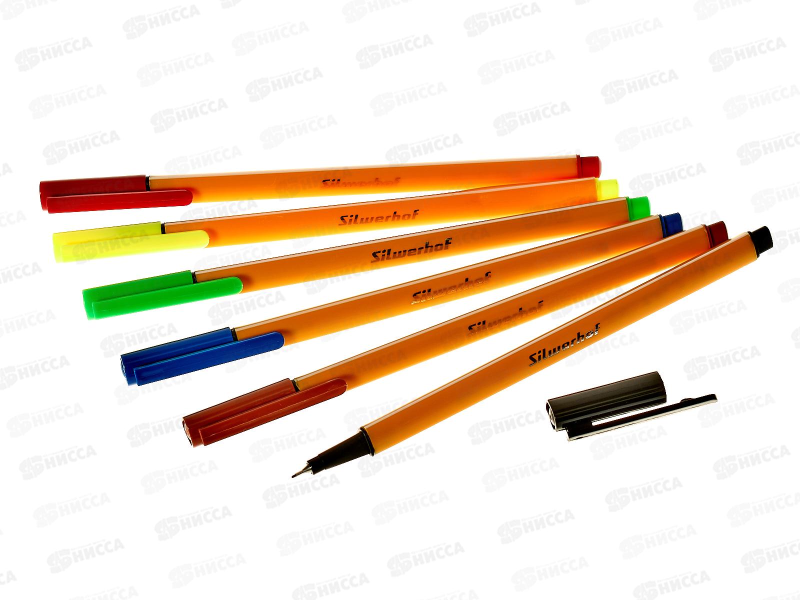 Ручки капиллярные Silwerhof 6шт.чернила ассорти 1832434