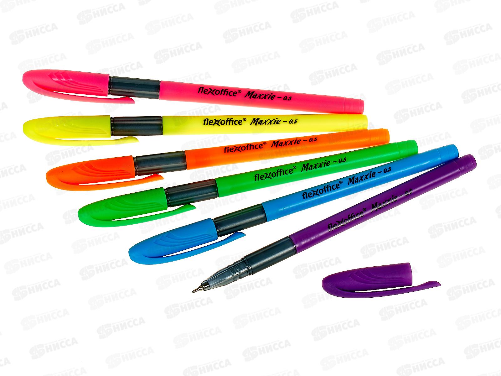 Ручка мас. FLEXoffice Maxxie Neon, 0.5мм синяя, корпус асс FO-GELB035N MIX BLUE *24