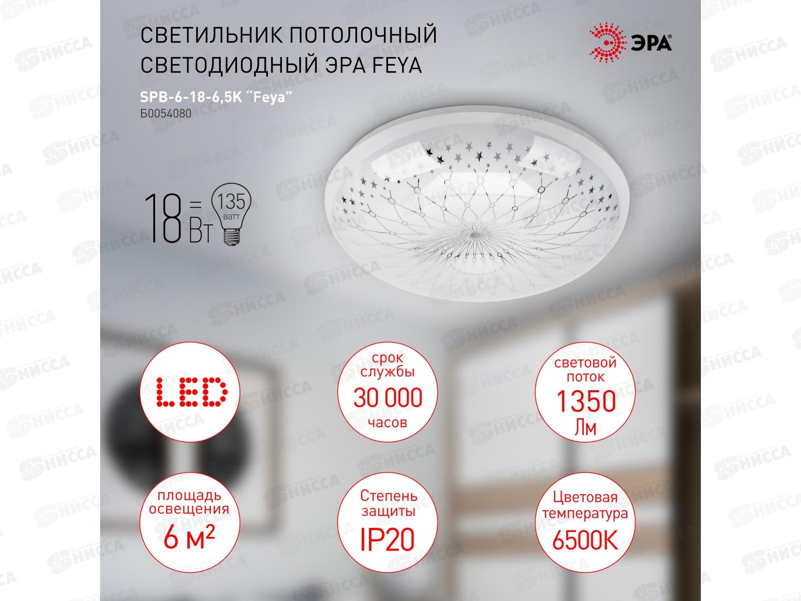 Светильник светодиодный ЭРА SPB-6 18-6К без ДУ 18Вт 6500К Slim