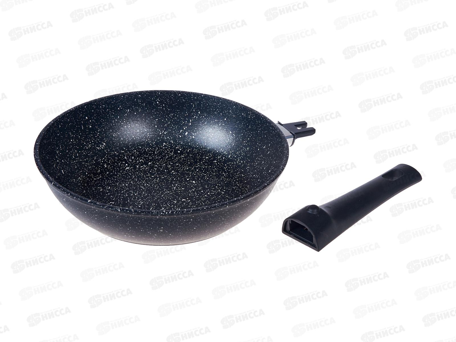 Сковорода  SA-F-04-24 Каменная Black 24см литая съемная ручка черная
