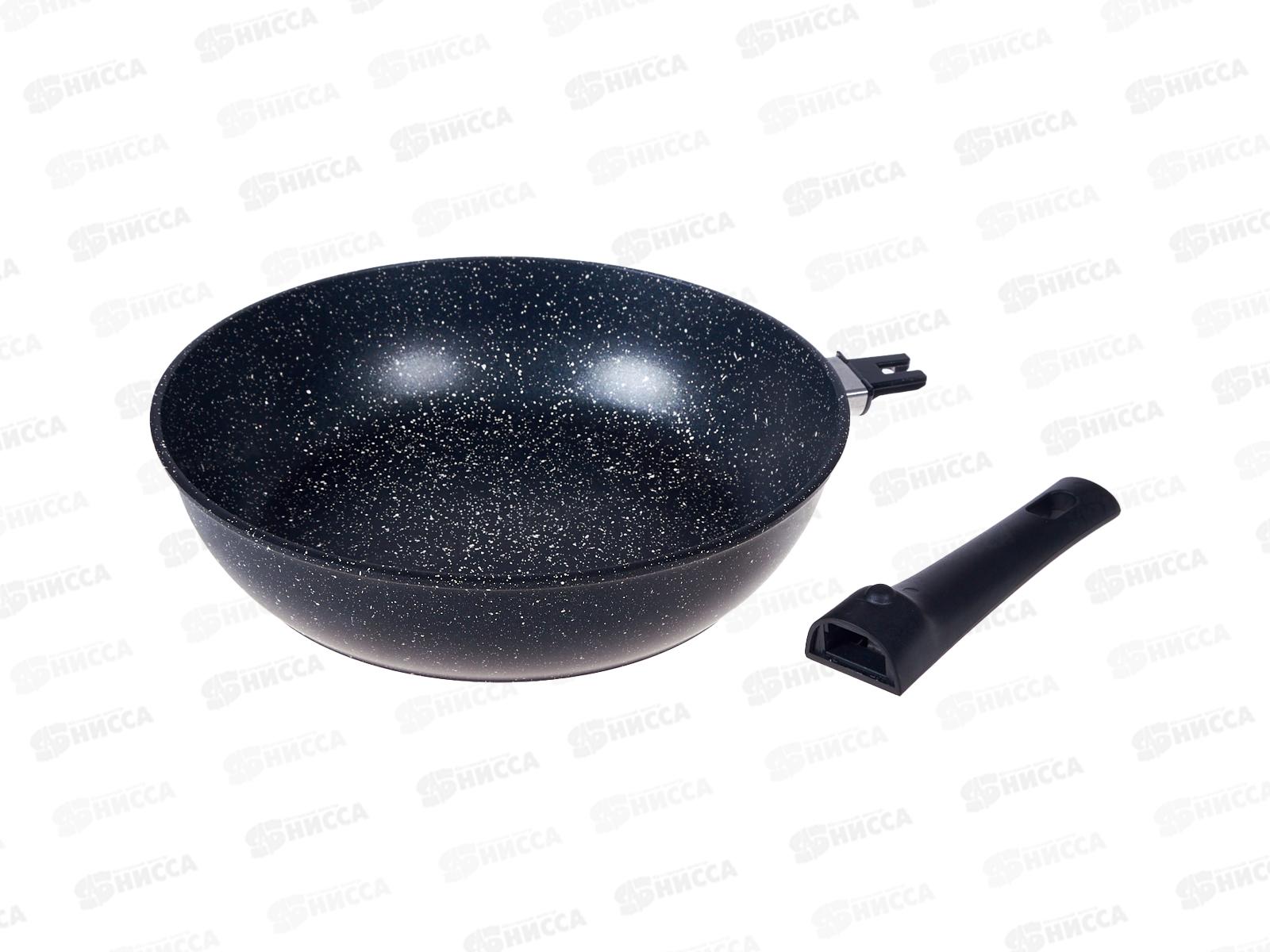 Сковорода  SA-F-04-28 Каменная Black 28см литая съемная ручка черная