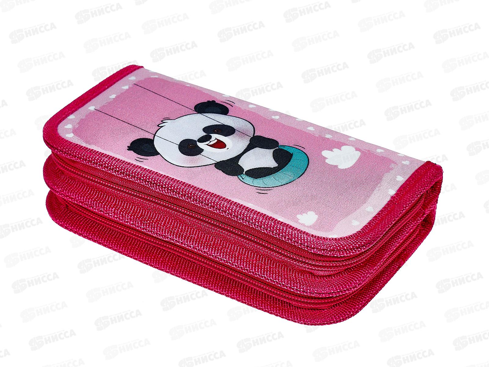 Пенал ПЧЕЛКА 2отд.,Панда на шарике ,печать на ткан.,190*105, ПО-49 *30