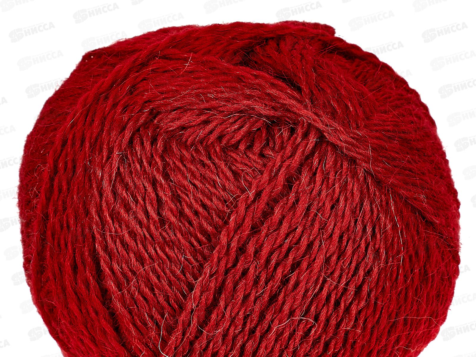 Пряжа Деревенская Красный мак шерсть 100гр 250м 88