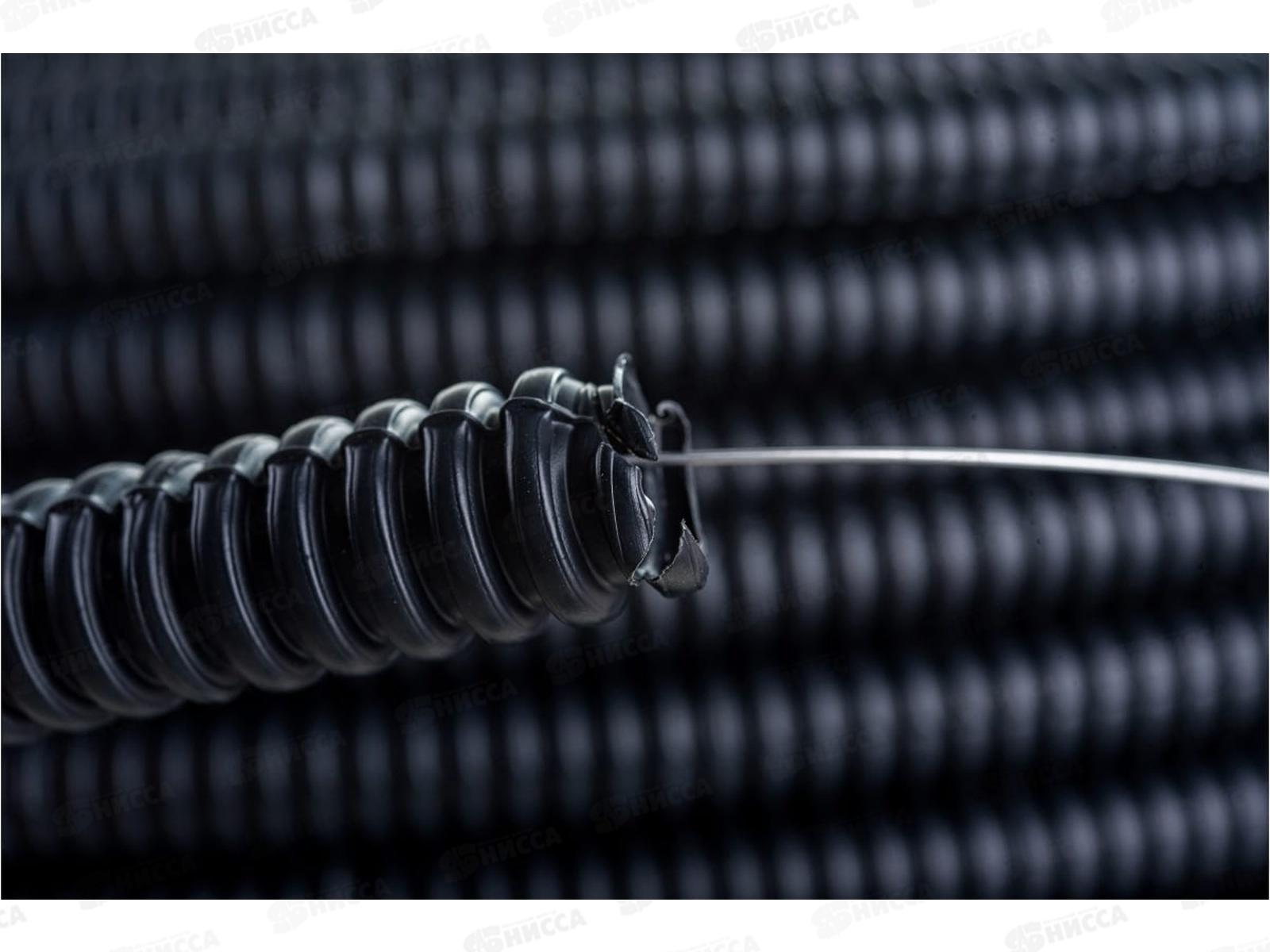 Труба гофрированная ПНД d16 с зондом (100м) черная, REXANT, 28-0016-3 *100