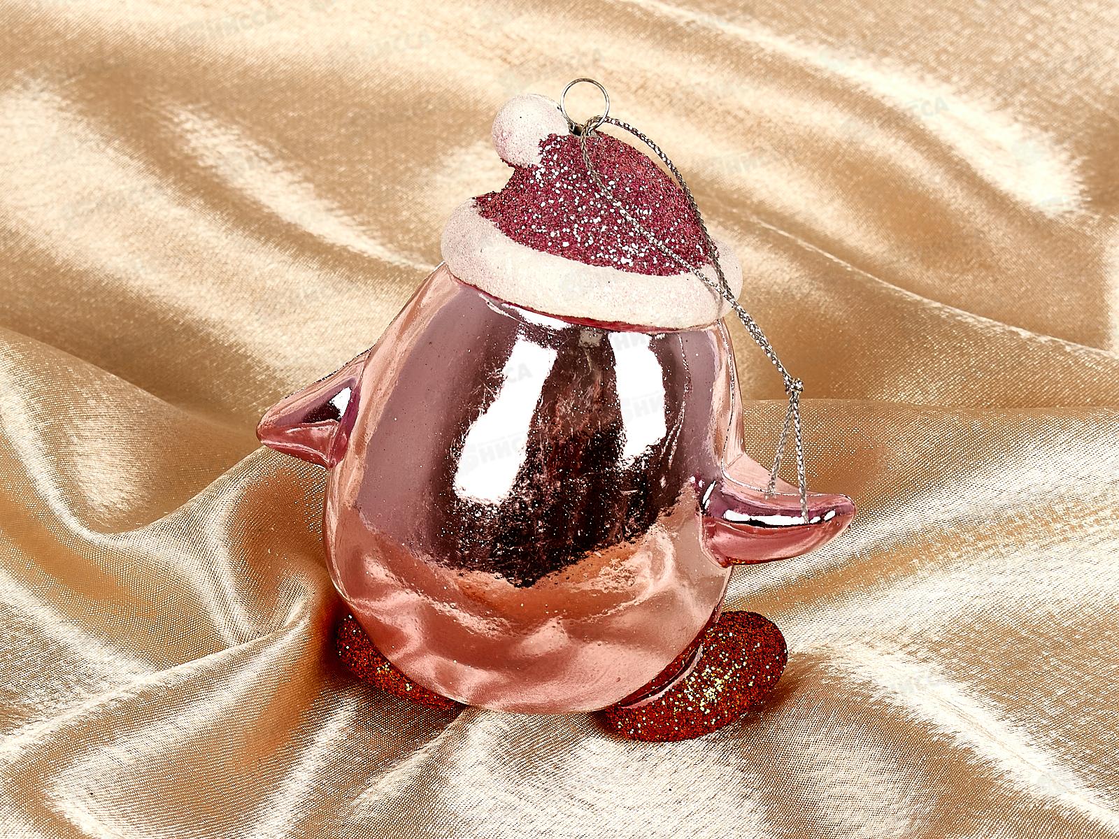 Елочная игрушка Веселый пингвиненок 11*6см розовый 916-0733