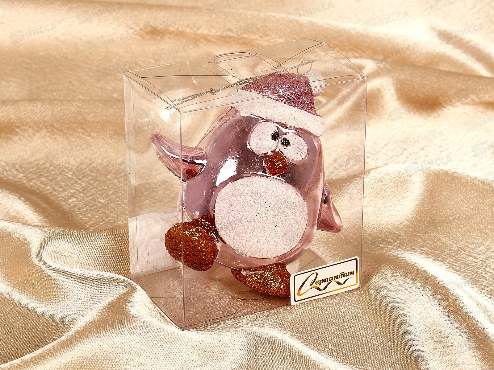 Елочная игрушка Веселый пингвиненок 11*6см розовый 916-0733