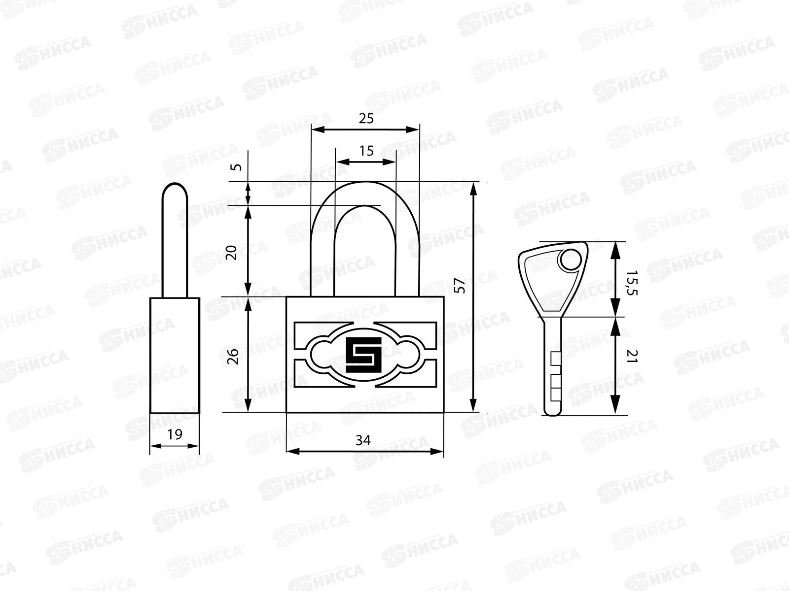 Замок навесной БУЛАТ ВС 3-П30 ПЛ стальной 5кл *12 13 647