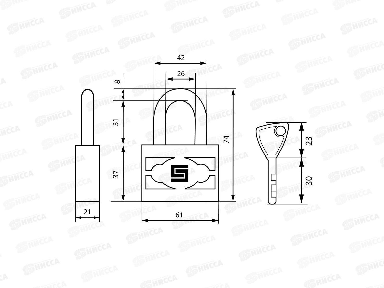 Замок навесной БУЛАТ ВС 3-П60 ПЛ стальной 5кл *6 13 652