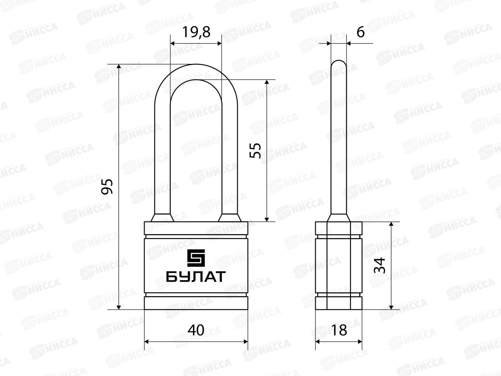 Замок навесной БУЛАТ чугунный в пластике ВС 364-01 ПЛ 5кл *6 14 514