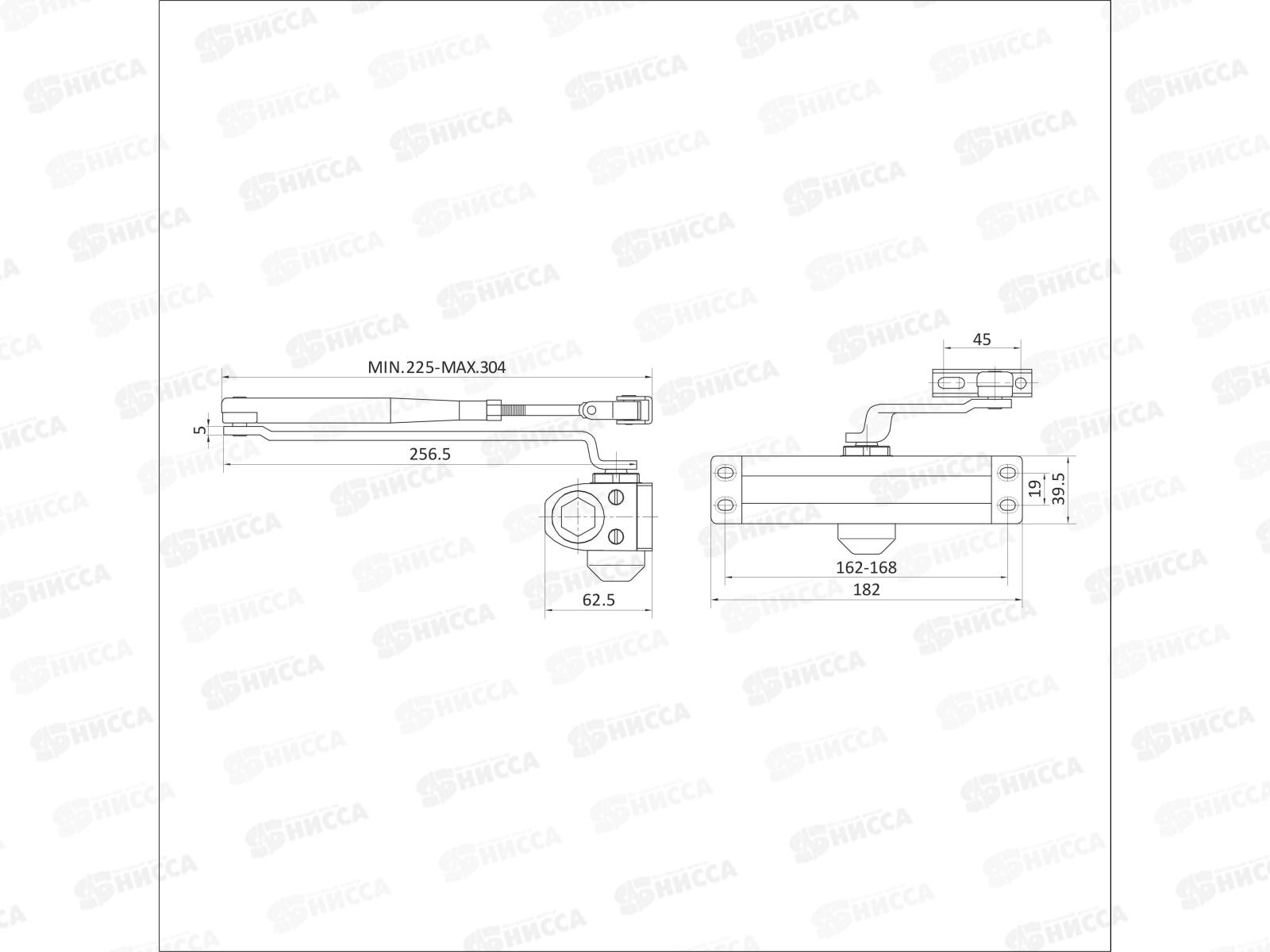 Доводчик дверной Булат Ultimate ДД-100 A-W 40-120кг бел морозотст 923