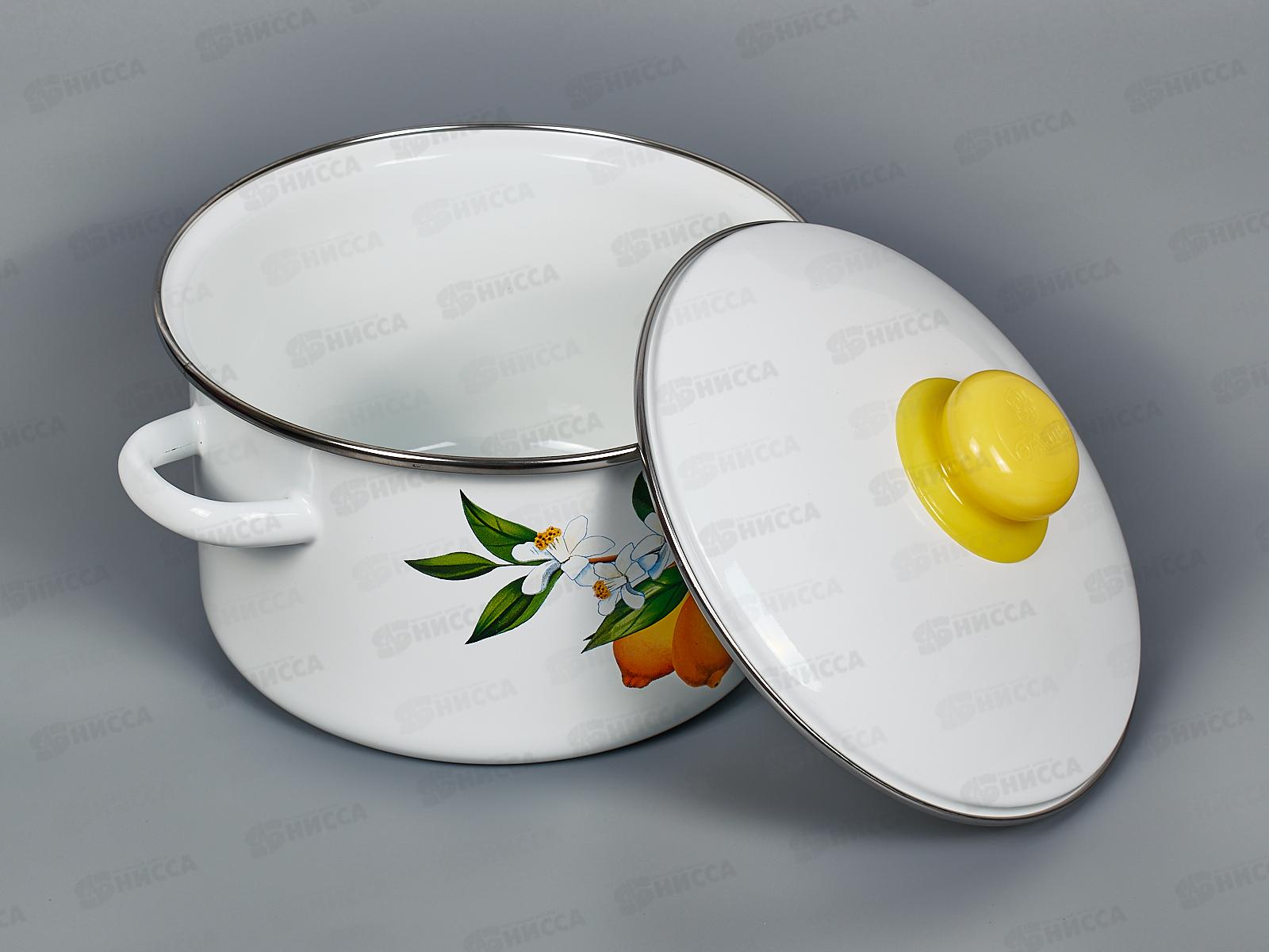 Кастрюля 3,0л эмалированная с рисунком 01-Б1612/4 Лимоны *4