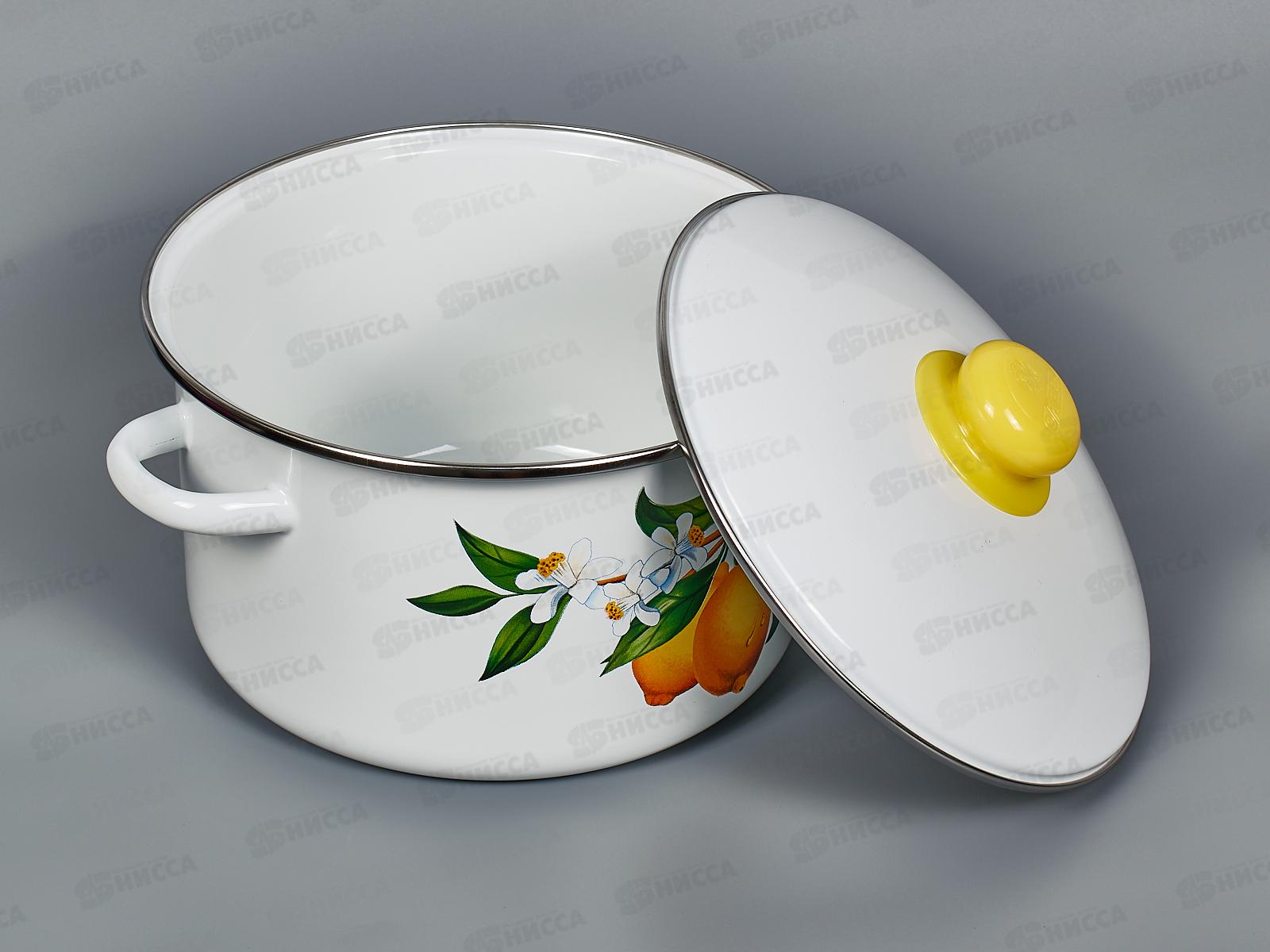 Кастрюля 4,0л  эмалированная с рисунком 01-Б1614/4 Лимоны *4