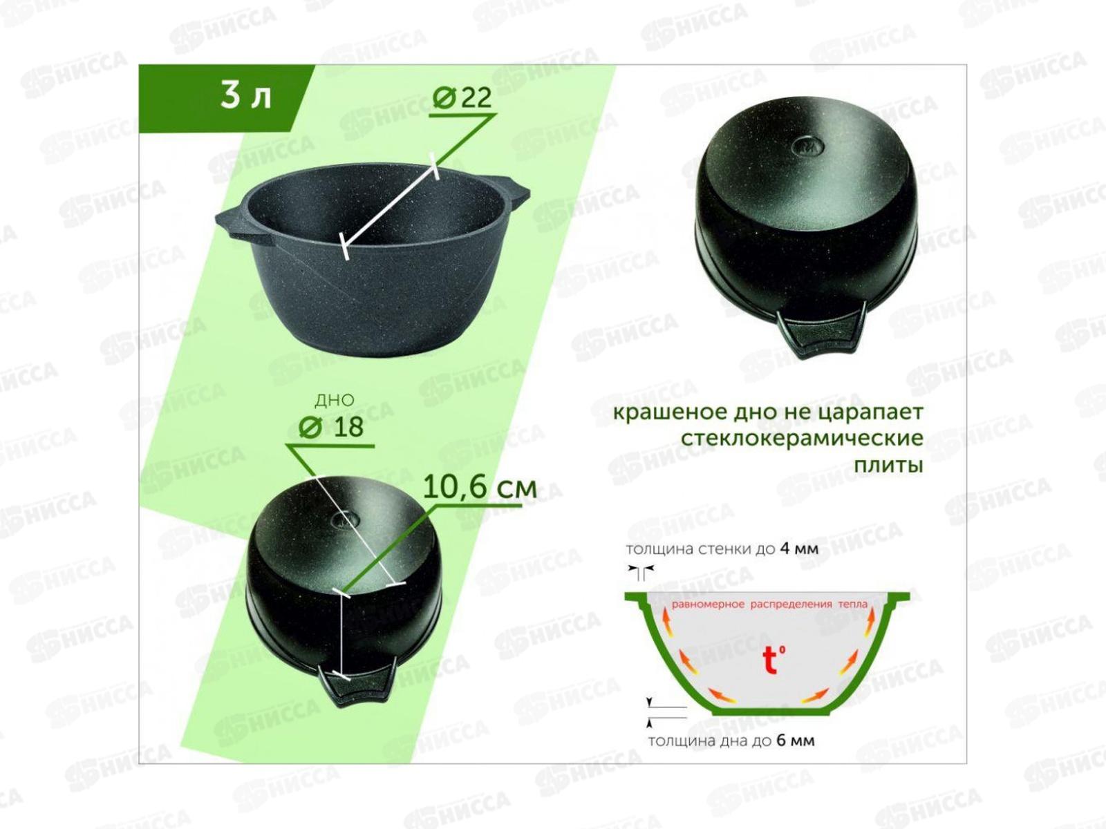 Кастрюля 3л АП Гранит Black 43802