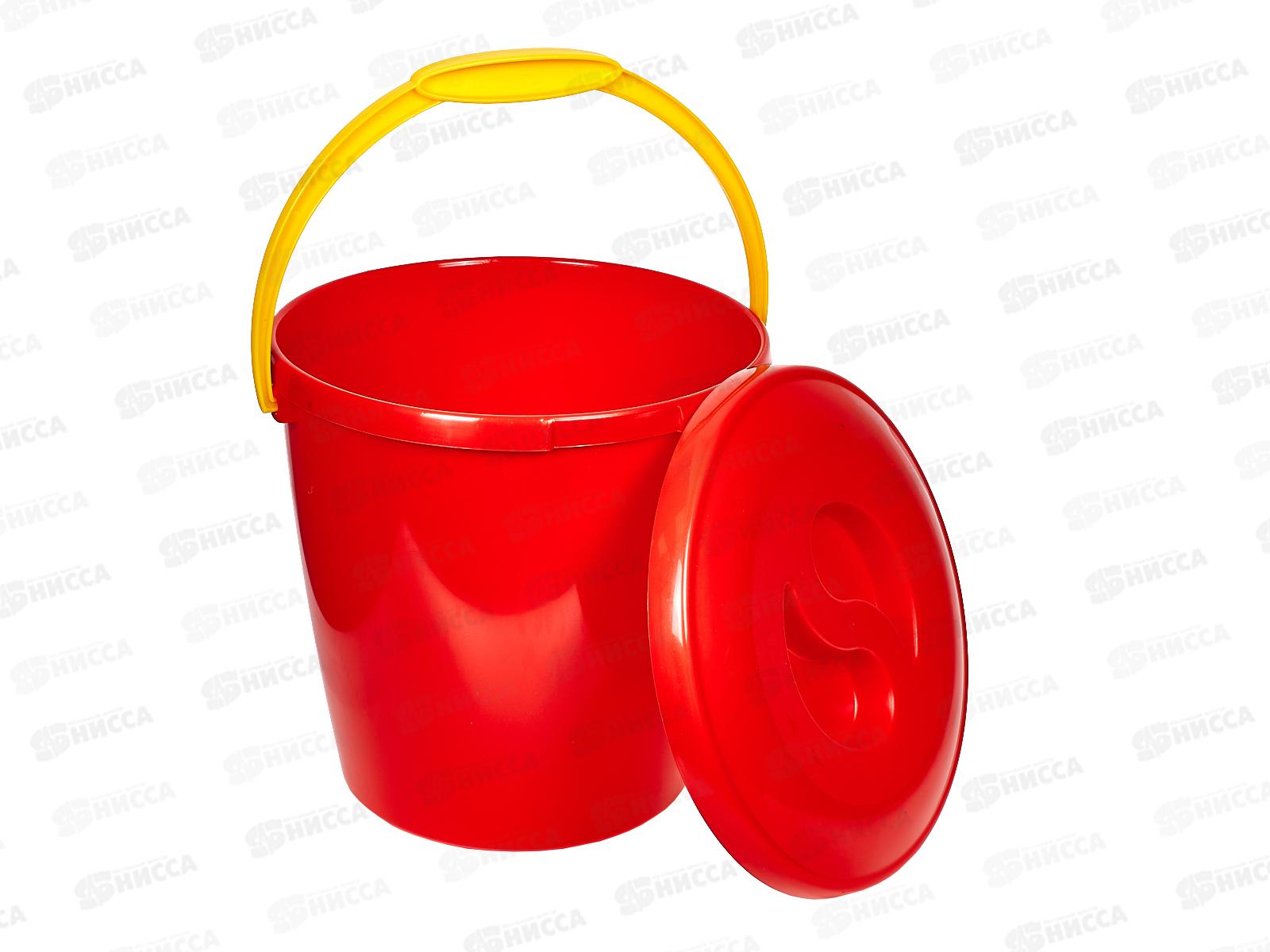 Ведро 10л мерное с крышкой, с утолщённой стенкой Красное *15  ИНТ