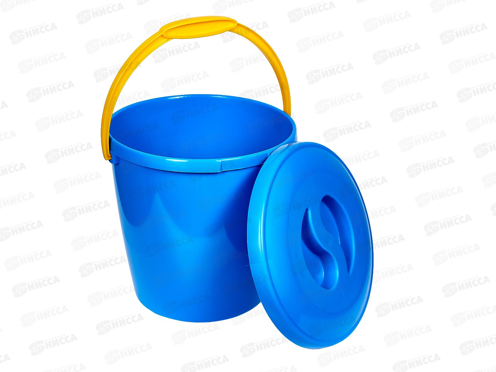 Ведро 10л мерное с крышкой, с утолщённой стенкой Синее *15  ИНТ