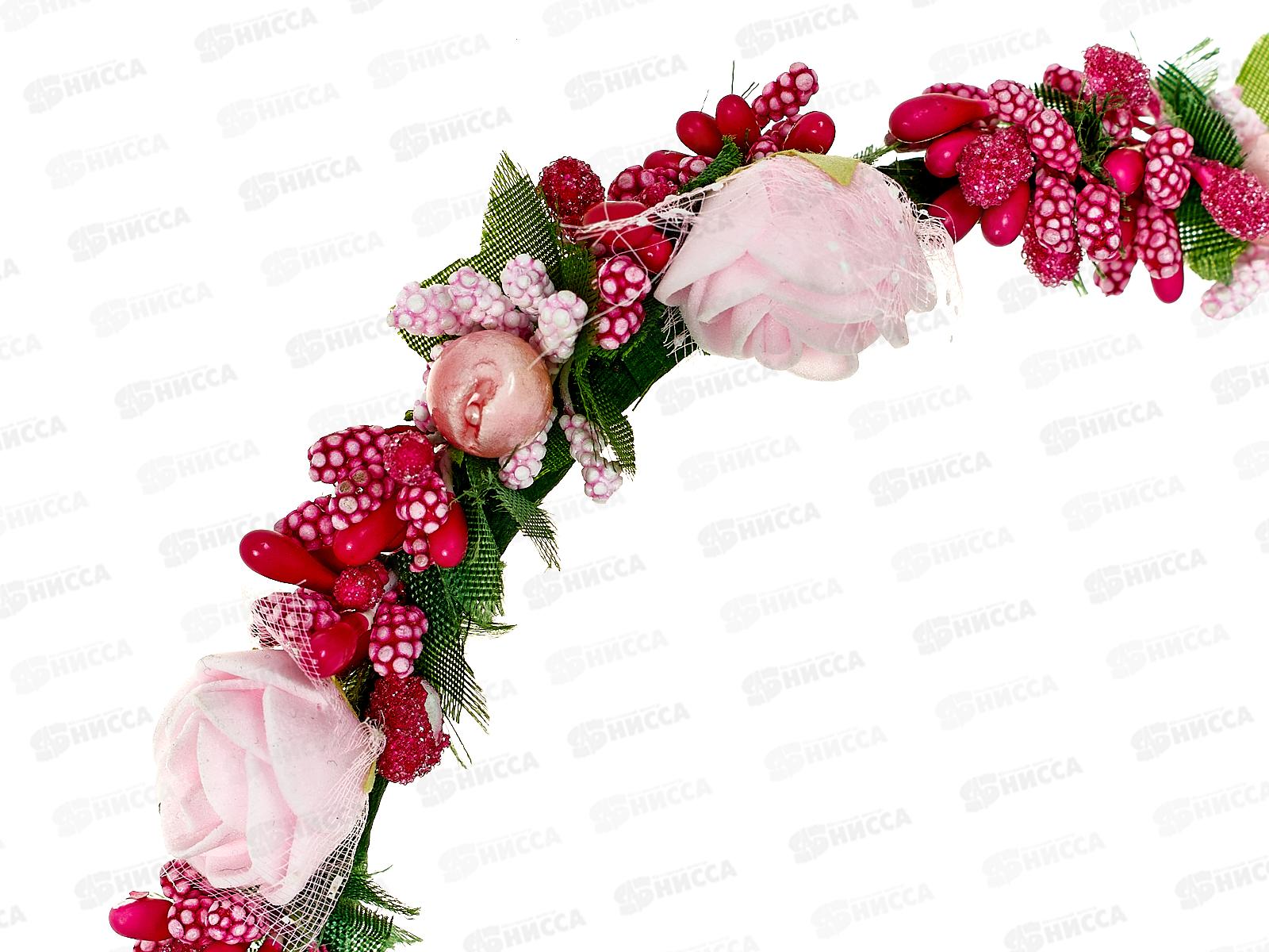 Ободок металлический ткань &quotЦветы&quot №1638