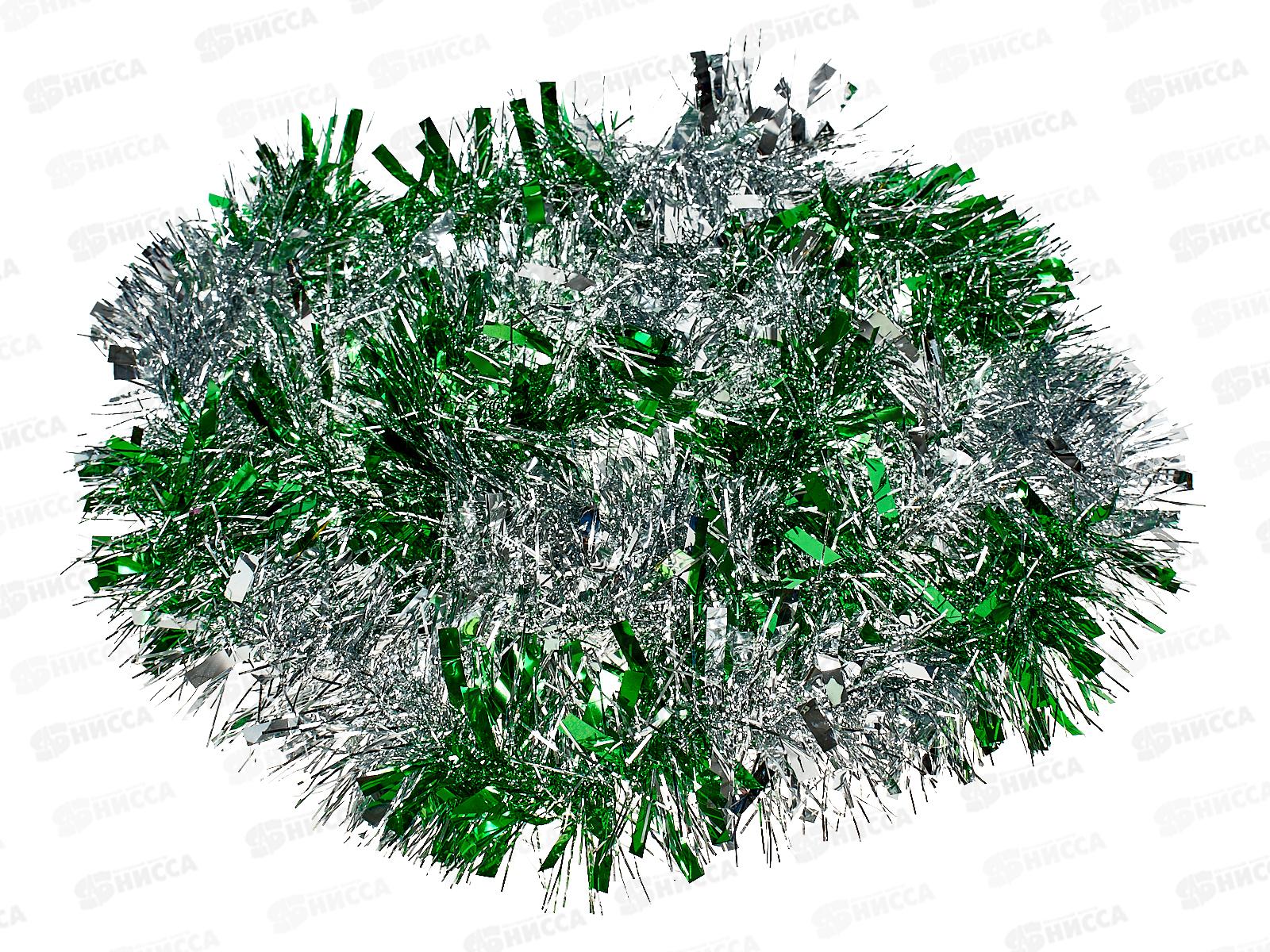 Мишура 002015 луксор 9см х 2м. зеленый-серебро, AL-3358 *500