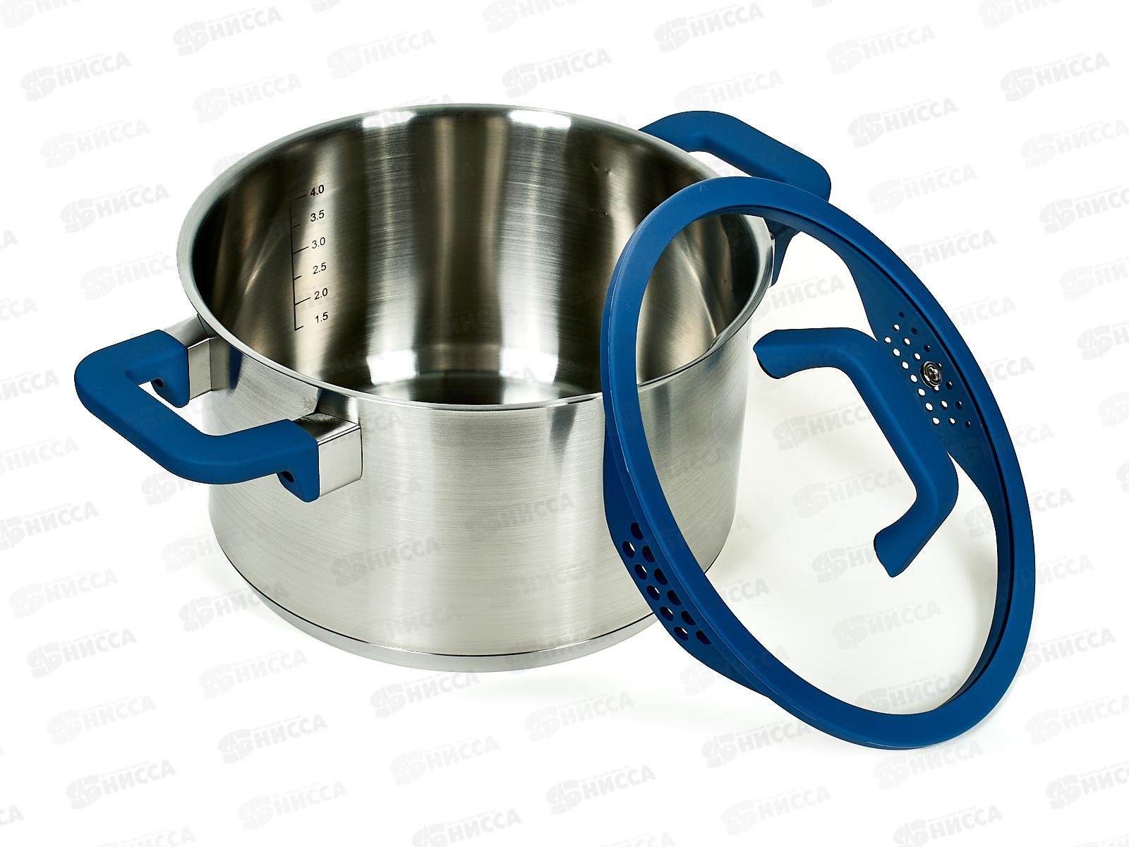 Кастрюля САПФИР 22х11см 4.9л, индукционное дно, крышка стекло LR02-793