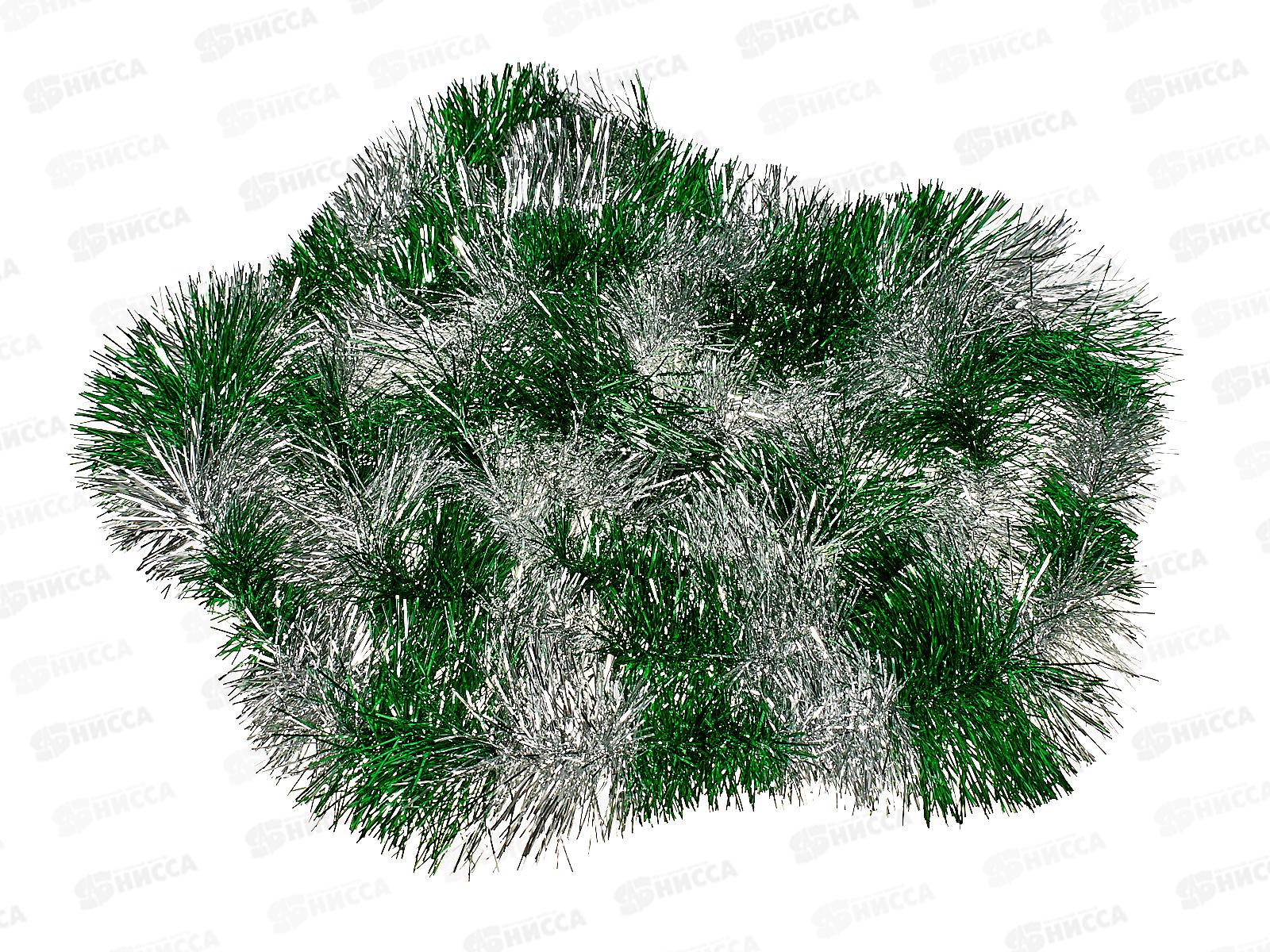 Мишура, 9см. х 2м., AL-13621 зеленый+серебро *600