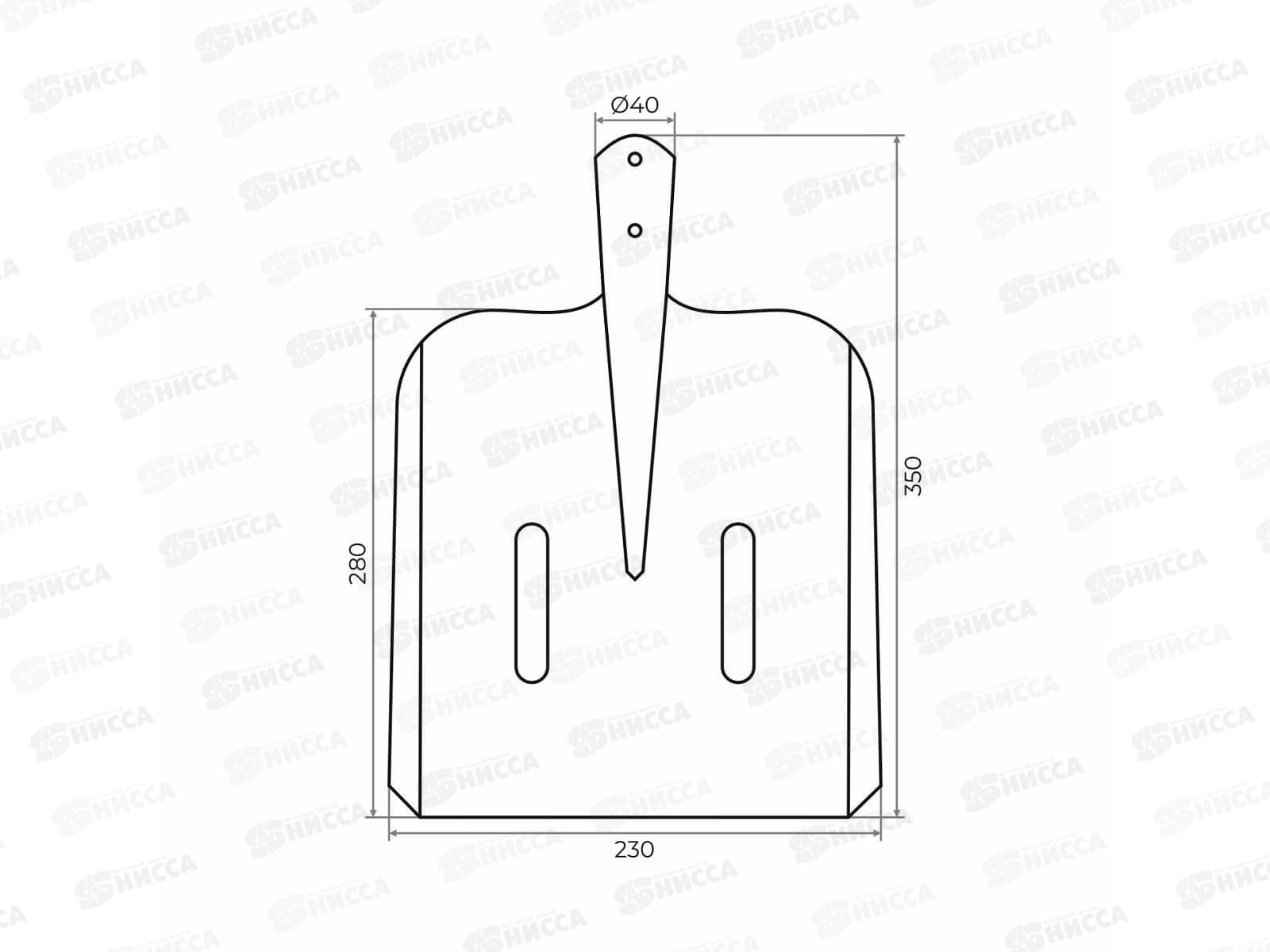 Лопата совковая из рельсовой стали ЛСП №2, б/ч, 230*280мм, S504-2 *10