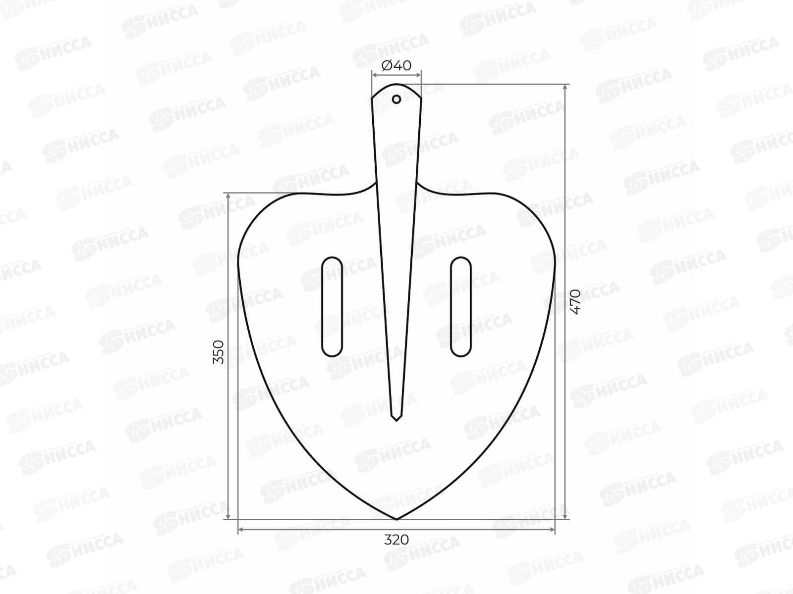 Лопата совковая из рельсовой стали ЛСЩ б/ч, 320*350мм, S506-8 *10