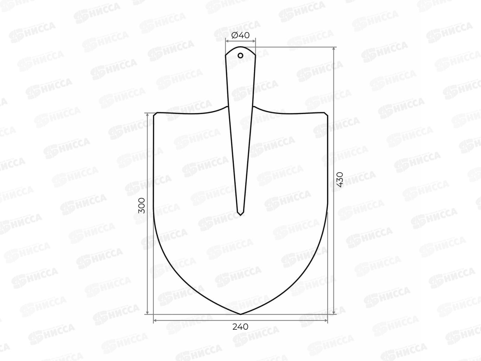 Лопата штыковая из рельсовой стали ЛШУ зеленая, б/ч, 240*300мм, S503  *10