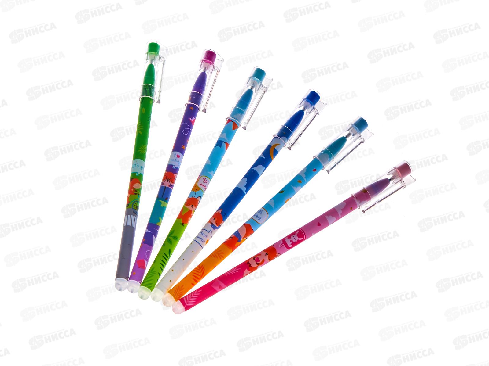 Ручка пишет-стирает  BASIR Лисята синяя, гель, 6029*12/144/576