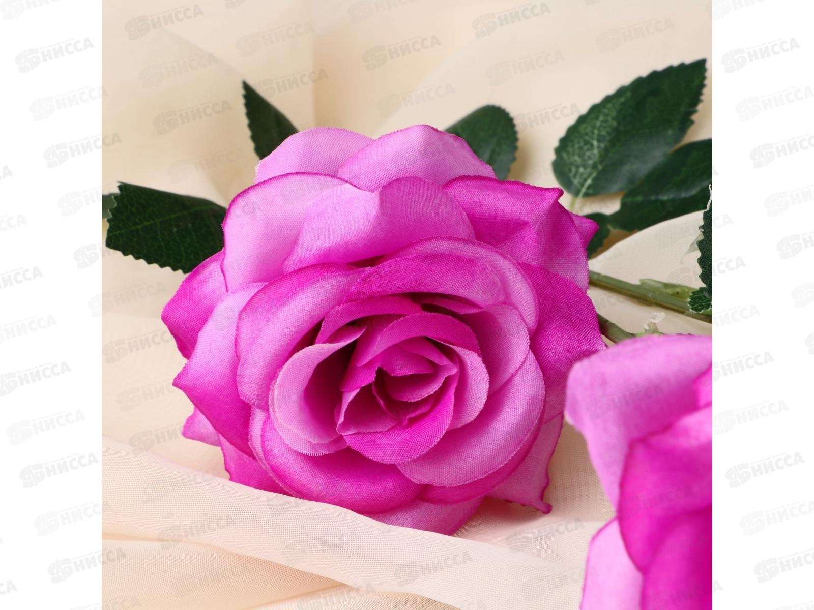 Цветы искусственные 61см Роза тройная фиолетовая 4301719