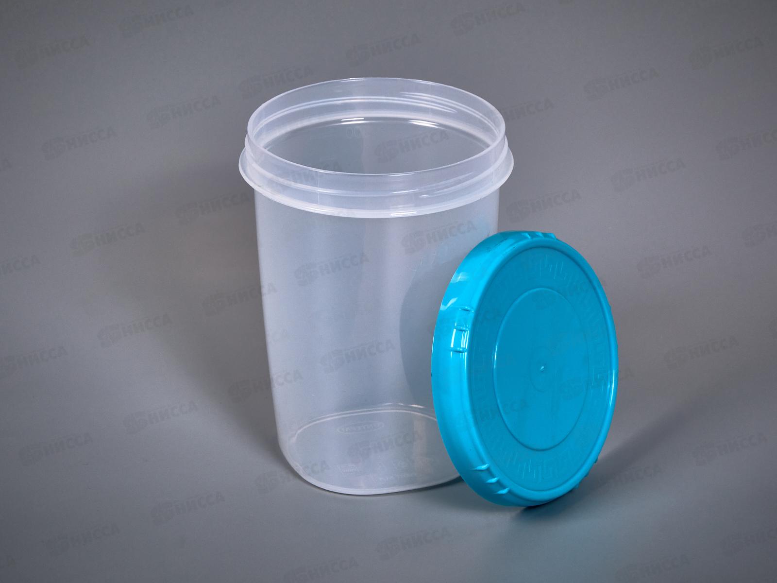 Емкость (Банка) 600мл голубой, крышка  *45