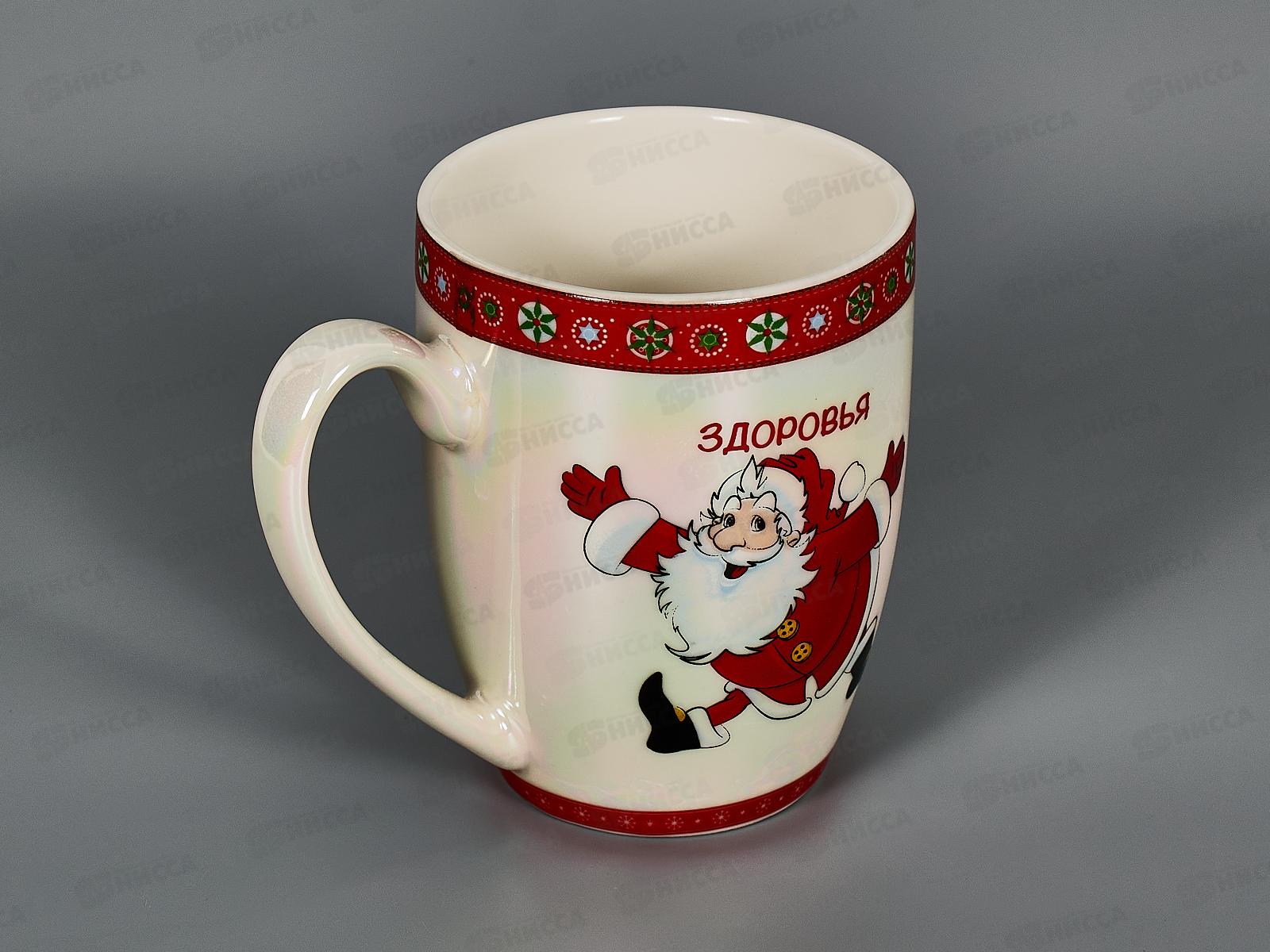 Кружка 340мл Дед Мороз пожелания керамика 70109 *48