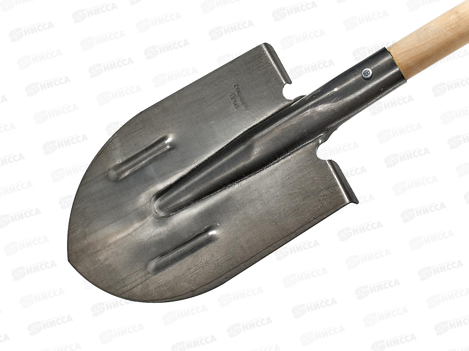 Лопата штыковая ЛКО 215х394 с ребрами жесткости, из рельсовой стали, деревянный черенок ON