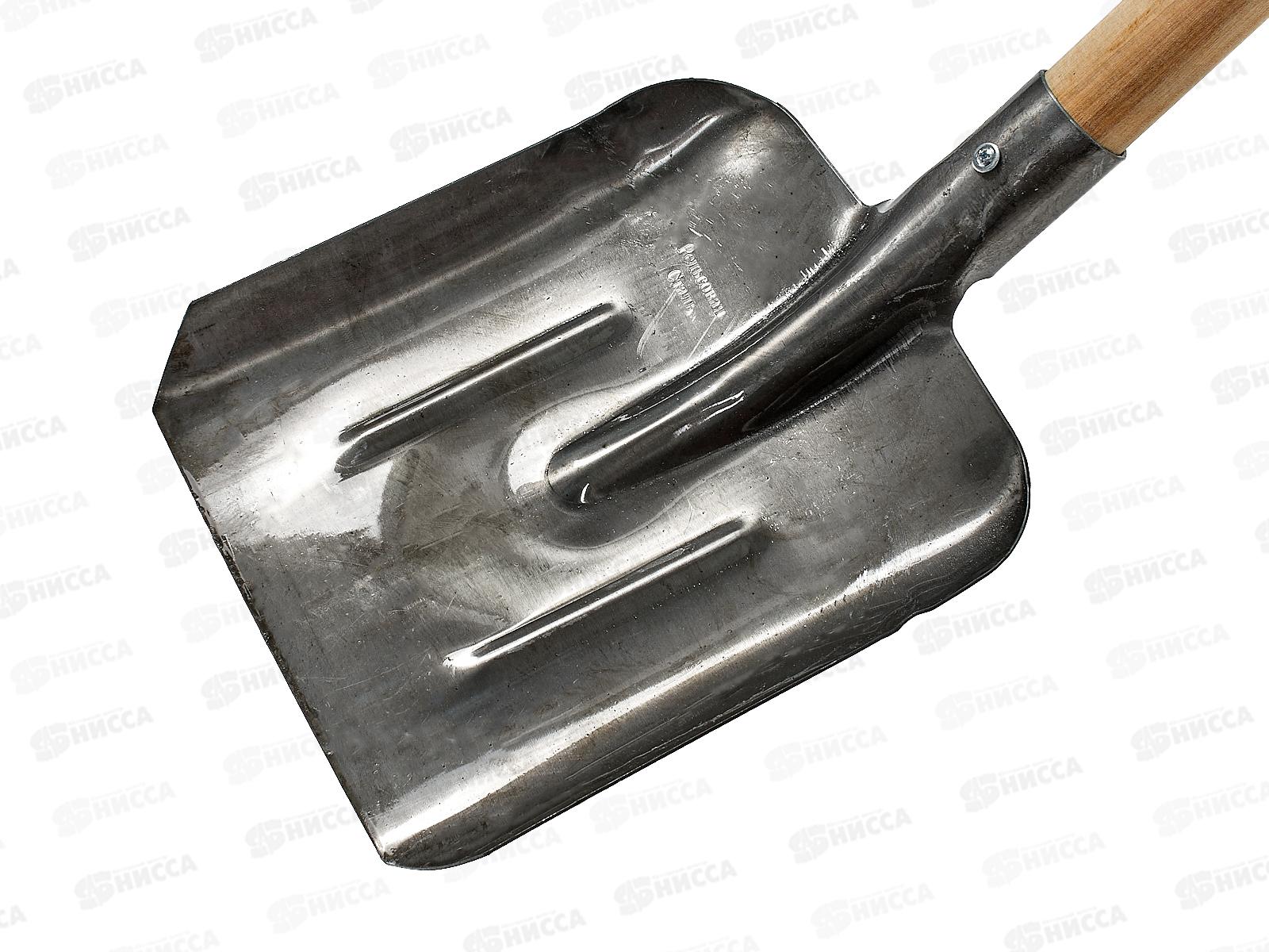 Лопата совковая ЛКО, 235х345 с ребрами жесткости, из рельсовой стали с черенком, ON