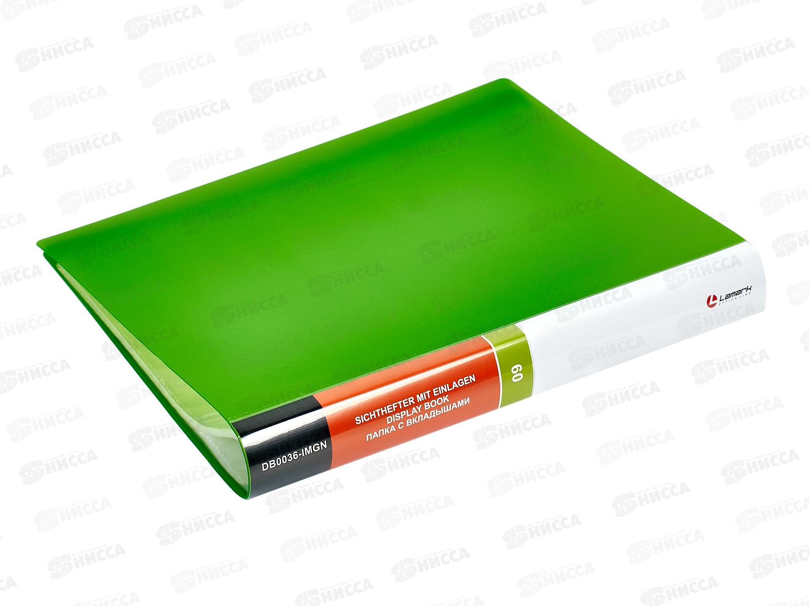 Папка с мультифорами 60страниц LAMARK, НЕОН зеленая, 0,60мм 0036 *6