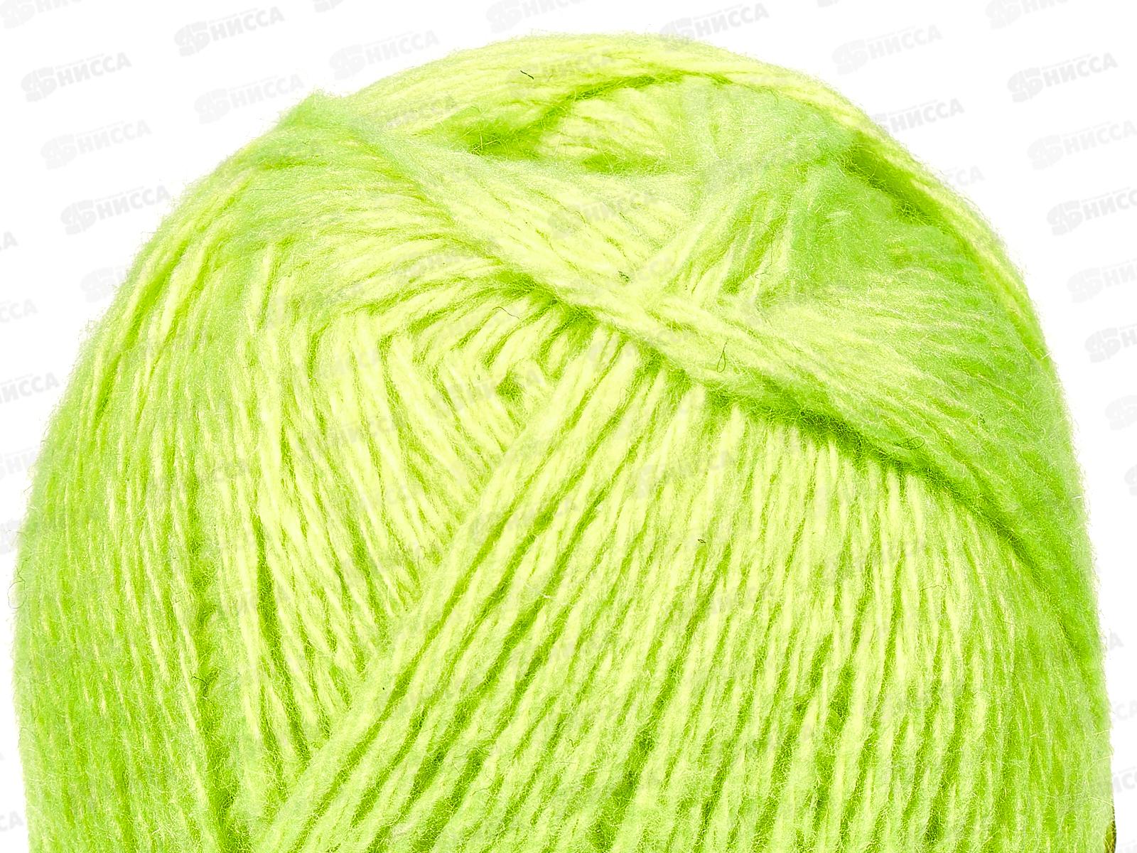 Пряжа Полушерстяная 40% шерсть 60% акрил 250г Ярко-зеленый