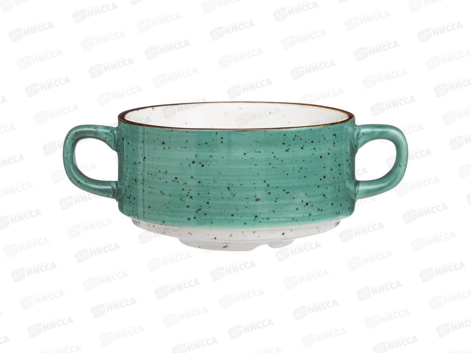 Бульонница с блюдцем Bronco Nature 250мл Мятный 263-1113