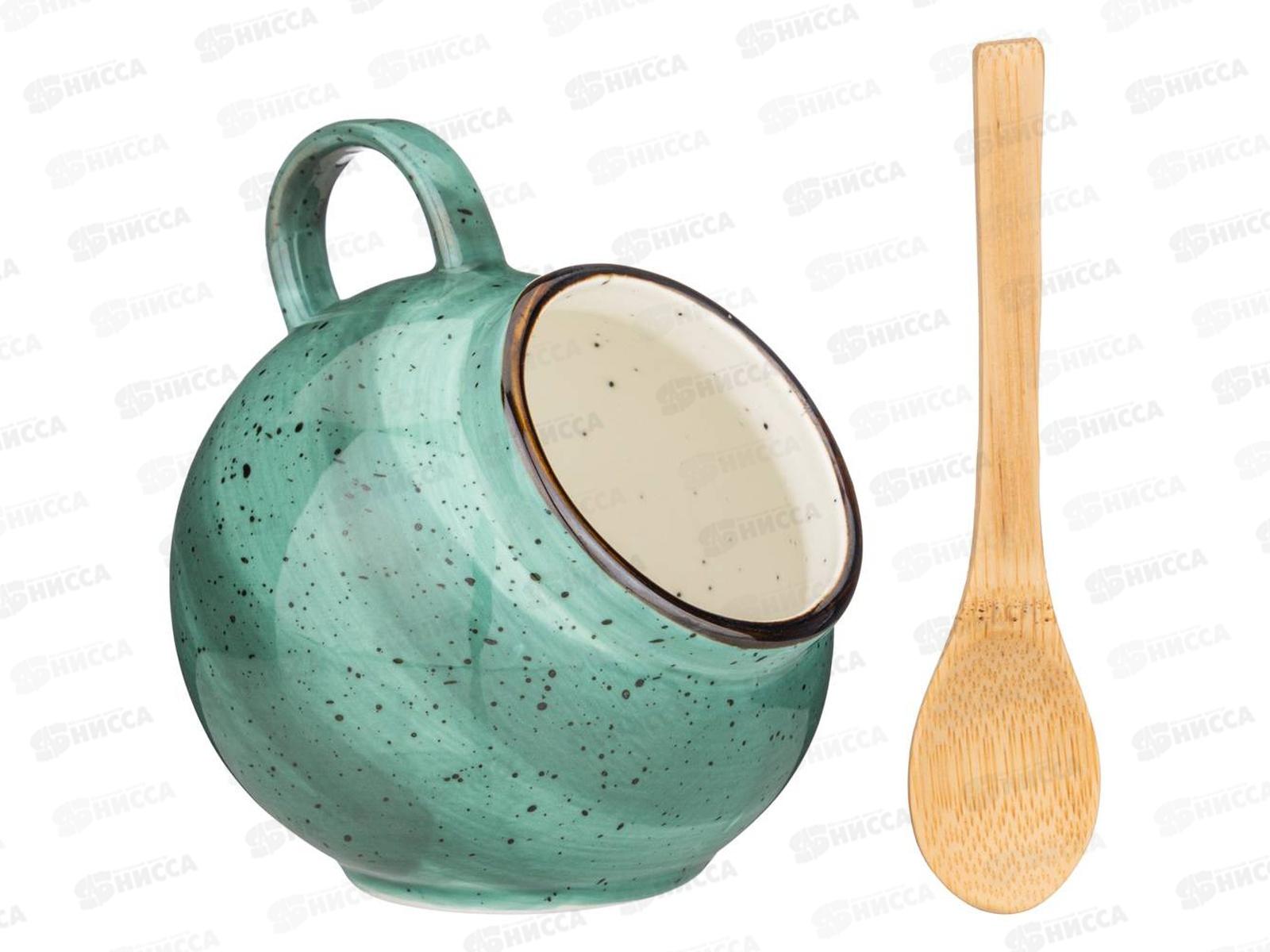 Солонка с ложкой Bronco Nature 9*10см Мятный 263-1136 *48