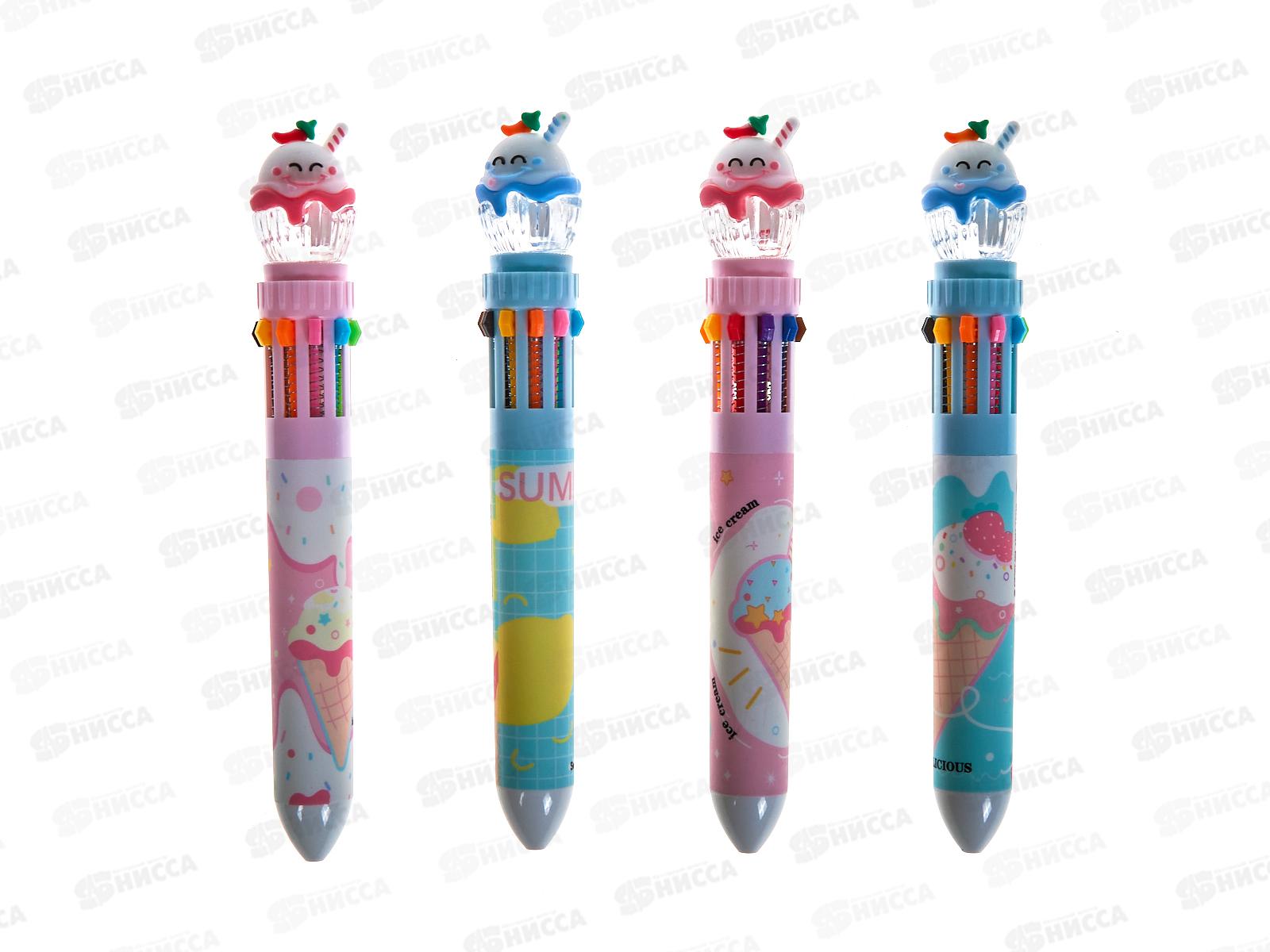 Ручка автоматическая BASIR 10-х цветная  детская,Мороженое,15230*40