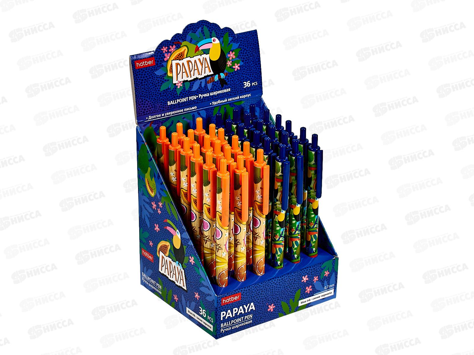 Ручка автоматическая  Hatber Папайя,синяя масляная, 078450 *36