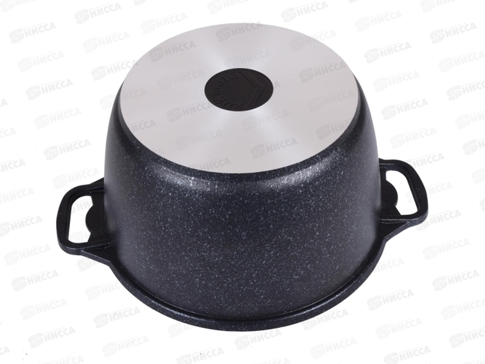 Кастрюля 6,0л со стеклянной крышкой антипригарное покрытие темный мрамор кмт62-1а  *2