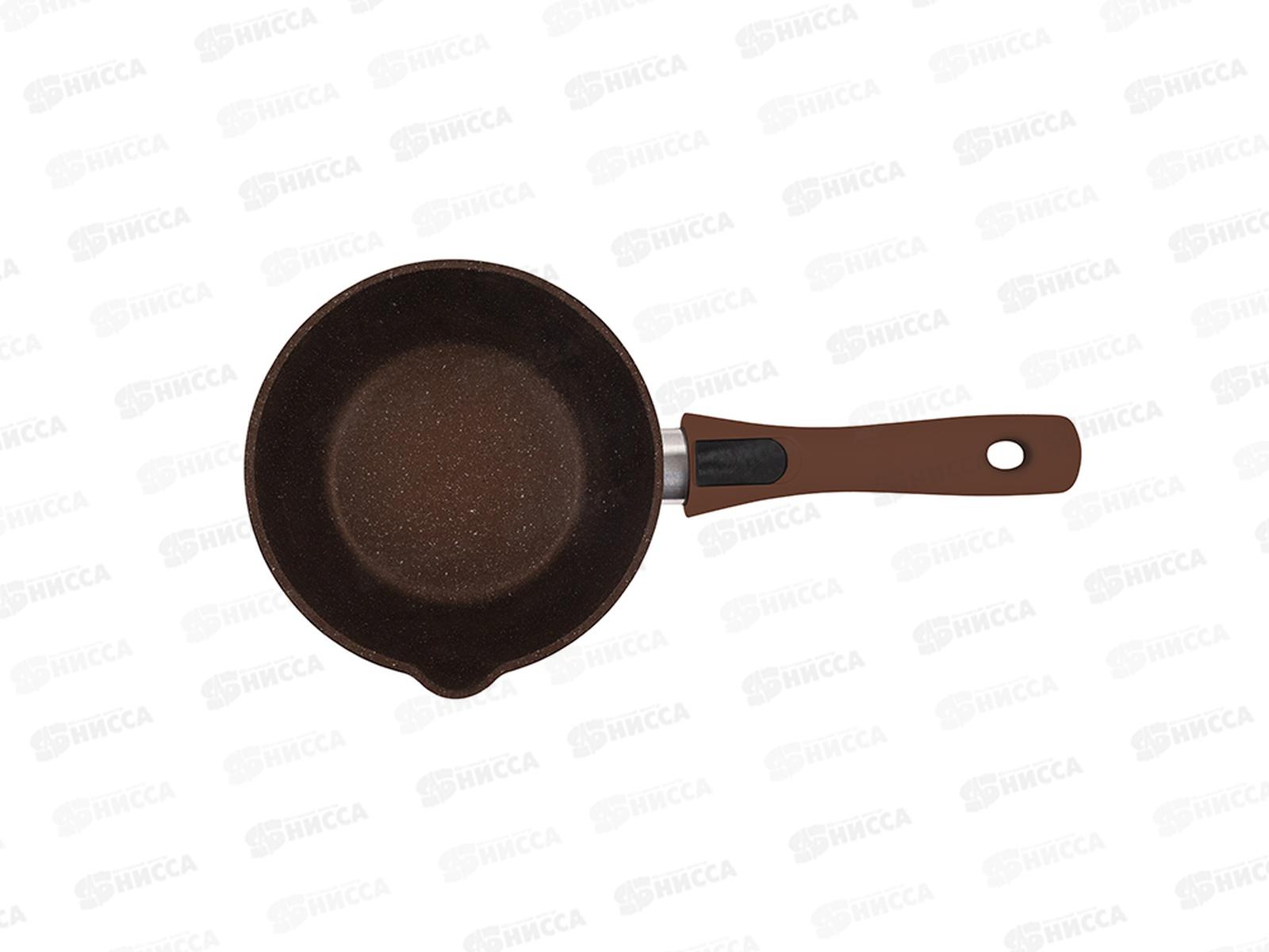 Ковш 1,5л съемной ручка со стеклянной крышкой Кофейный мрамор кмк0156а