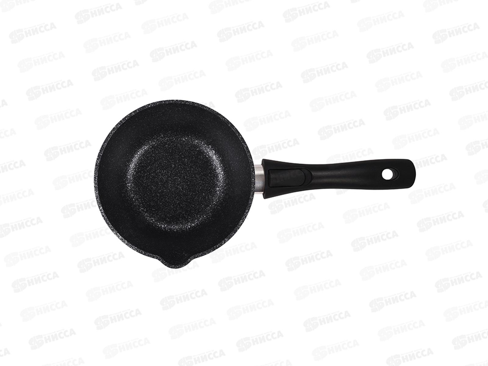 Ковш 1,5л съемной ручка со стеклянной крышкой Темный мрамор кмт0156а